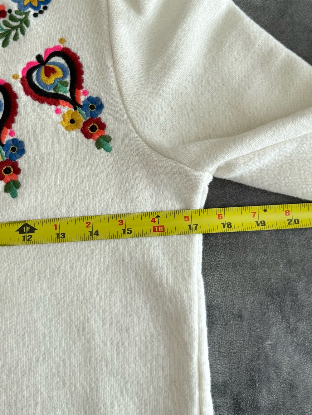 Boden Embroidered Blouson Sweatshirt Size 4 Uk 8 Cream Floral Boho Crew Cotton - Picture 8 of 11